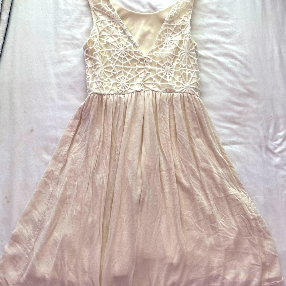Womens Cream Small Short Patterned dress